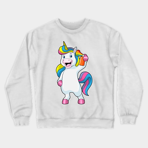 Unicorn as Hairdresser with Hairspray Crewneck Sweatshirt by Markus Schnabel